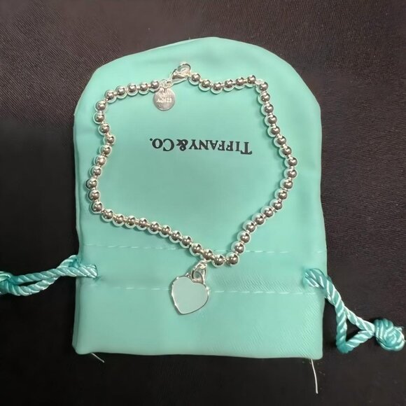 Tiffany Heart Enamel Bead Sterling Silver Bracelet - Picture 5 of 5